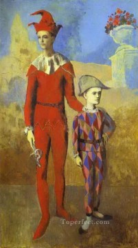 パブロ・ピカソ Painting - アクロバットと若き道化師 1905年 パブロ・ピカソ